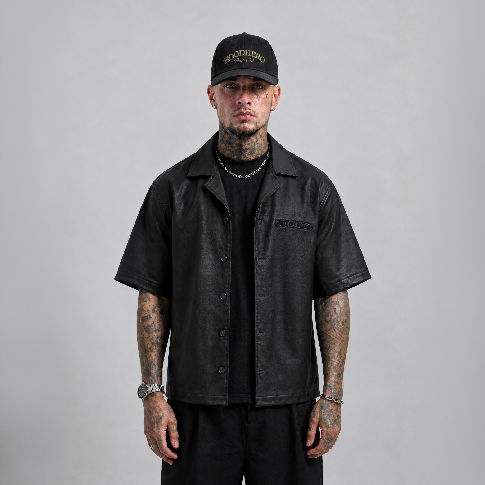 Leather Shirt Essential  - Black